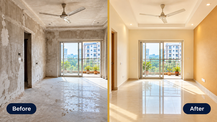 Before and after room painting transformation by Siddh Sai Corporation